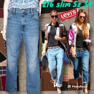 NWOT Levi's 216 Jeans Slim BOYFRIEND FIT Denizen Med Wash Classic Sz 16 34"X32"